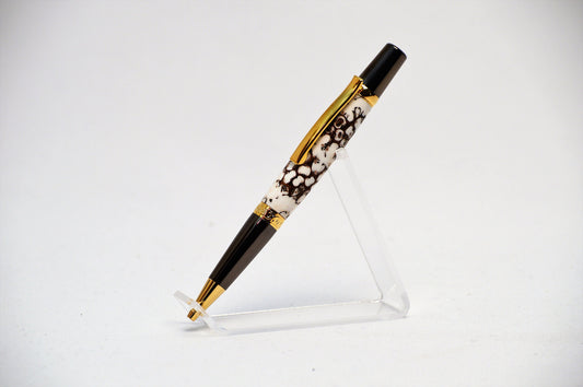 Unique Classic Twist Pen in Two Tone Copper with Handcrafted Acrylic and Sweet Gum Ball Body.