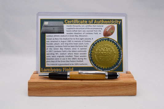 Handcrafted Pen Made From The Green Bay Packers Lambeau Field Wooden Bleachers