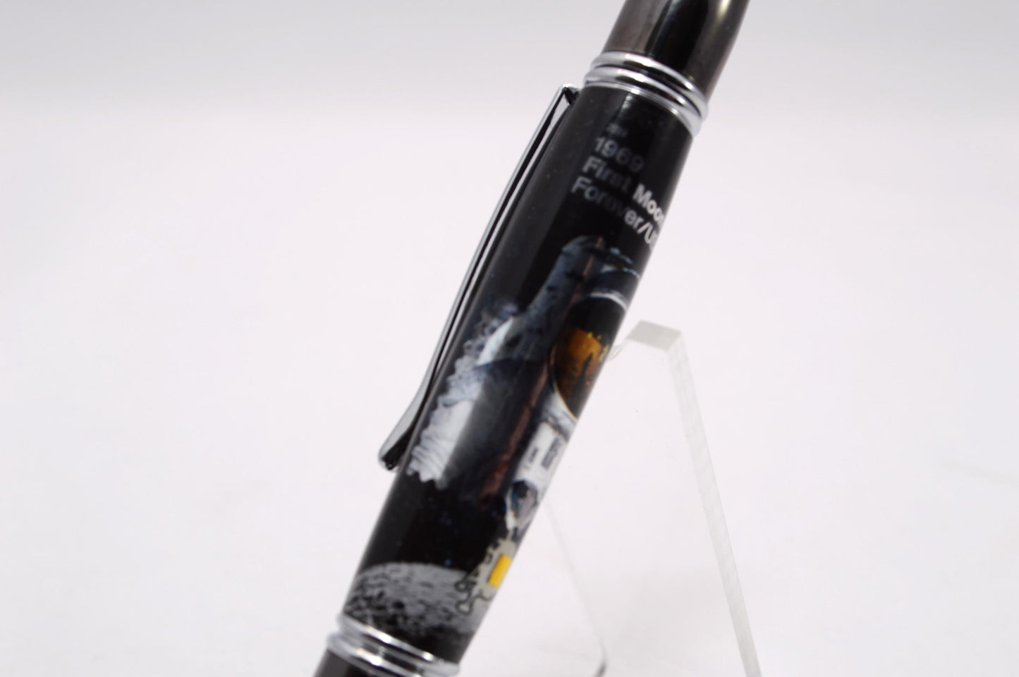 Handcrafted Pen Made With Embedded Piece of Foil From Lunar Lander and US Postage Stamp