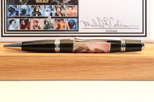 Handcrafted Pen Featuring a Star Wars Luke Skywalker Embedded Royal Mail Stamp