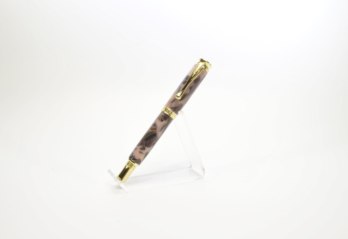 Handcrafted Twist Pen Made With Fordite From The Corvette Factory in Gold Finish