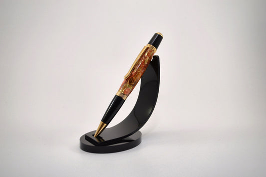 Elegant Gold and Black Chrome Twist Pen with Copper And Gold Gilding Cast in Clear Acrylic