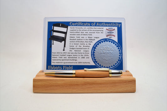 Handcrafted Pen Made From A Brooklyn Dodgers Ebbets Field Wooden Stadium Seat