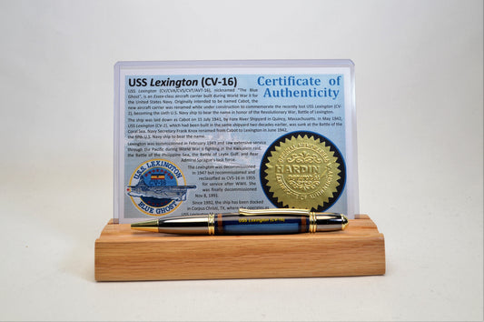 Handcrafted Uss Lexington - CV-61 - Twist Pen in Gold and Gunmetal