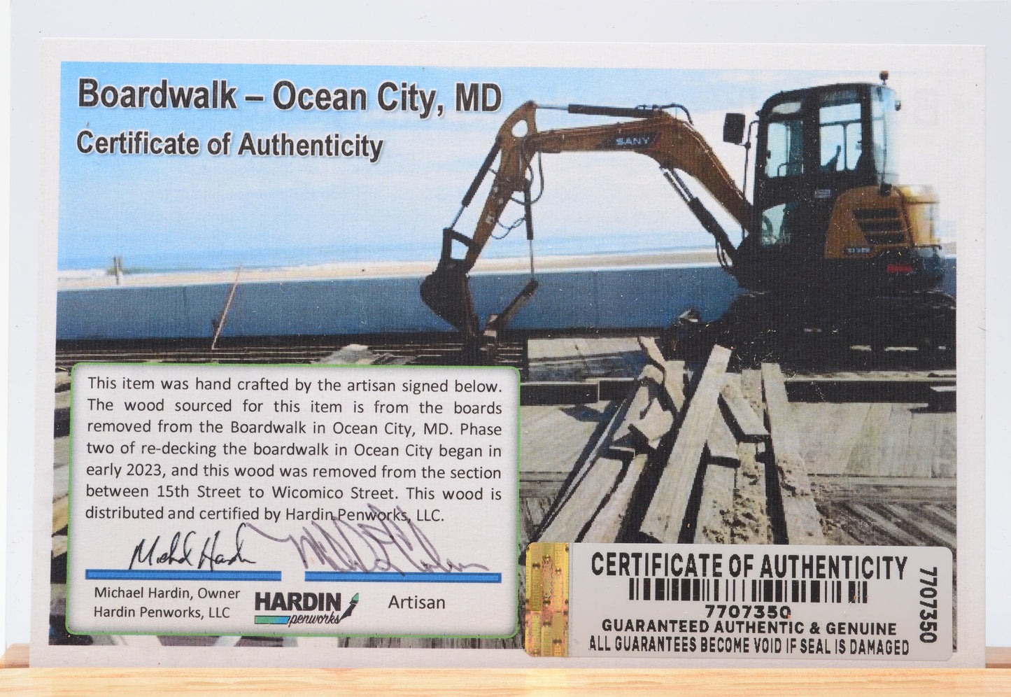 Handcrafted Twist Pen Handcrafted with Wood From the Ocean City, Maryland Boardwalk