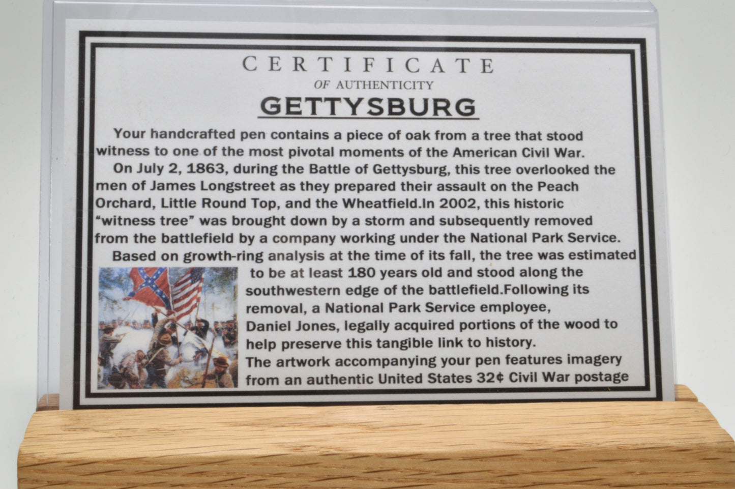Handcrafted Gettysburg Twist Pen Made With a General Grant U.S. Stamp and Witness Wood in Gold and Black Chrome Finish