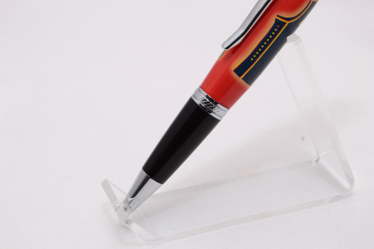 Handcrafted Unique Twist Pen Featuring a Small Swatch from Caitlin Clark Indiana Fever Game Worn Jersey, Cast in Acrylic