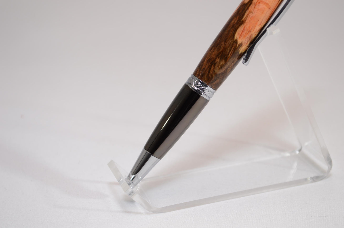 Handcrafted Dyed Spalted Oak Twist Pen with Chrome and Gunmetal Finish