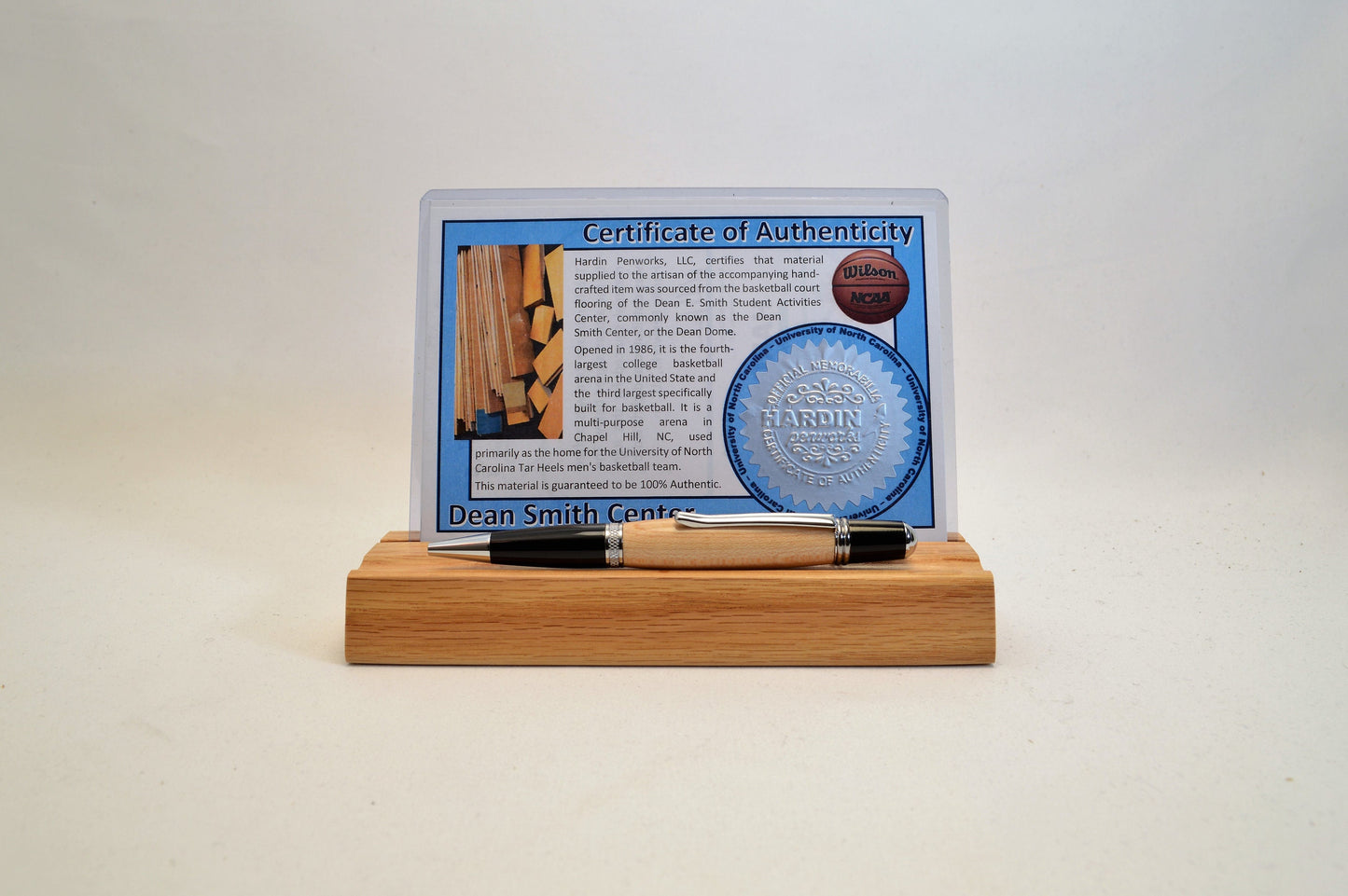 Handcrafted Pen Made From University of North Carolina Dean Smith Center Basketball Court