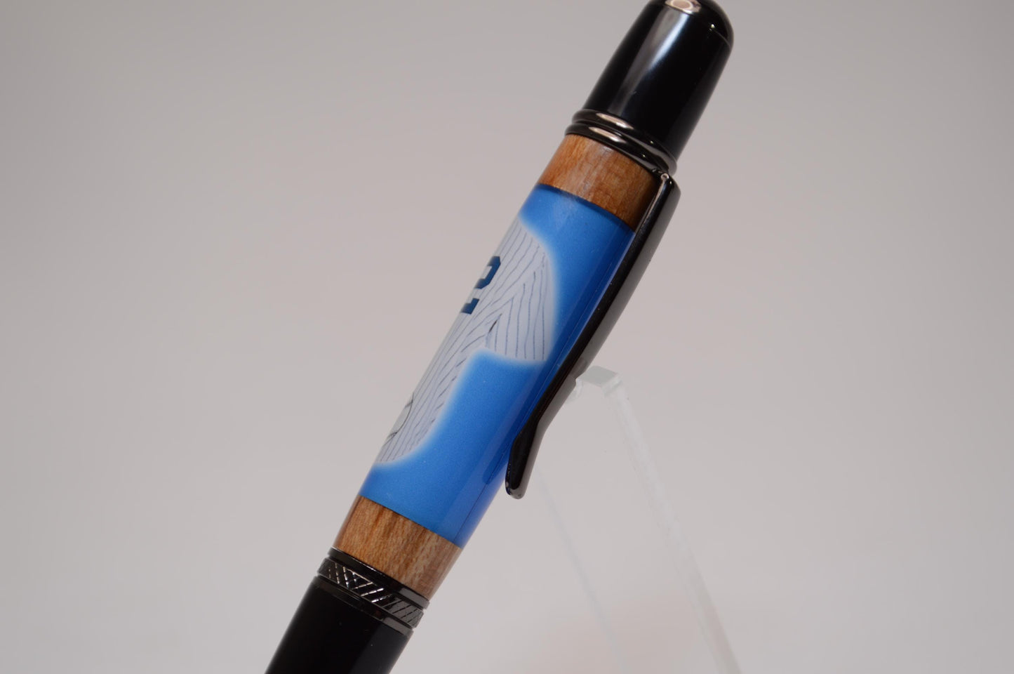 Handcrafted Pen Made With a Swatch from a Jackie Robinson Game Used Jersy and Wood from a Brooklyn Dodgers Ebbets Field Stadium Seat