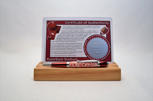 Handcrafted Pen Made From University of Arkansas Razorback Stadium Plastic Stadium Seats