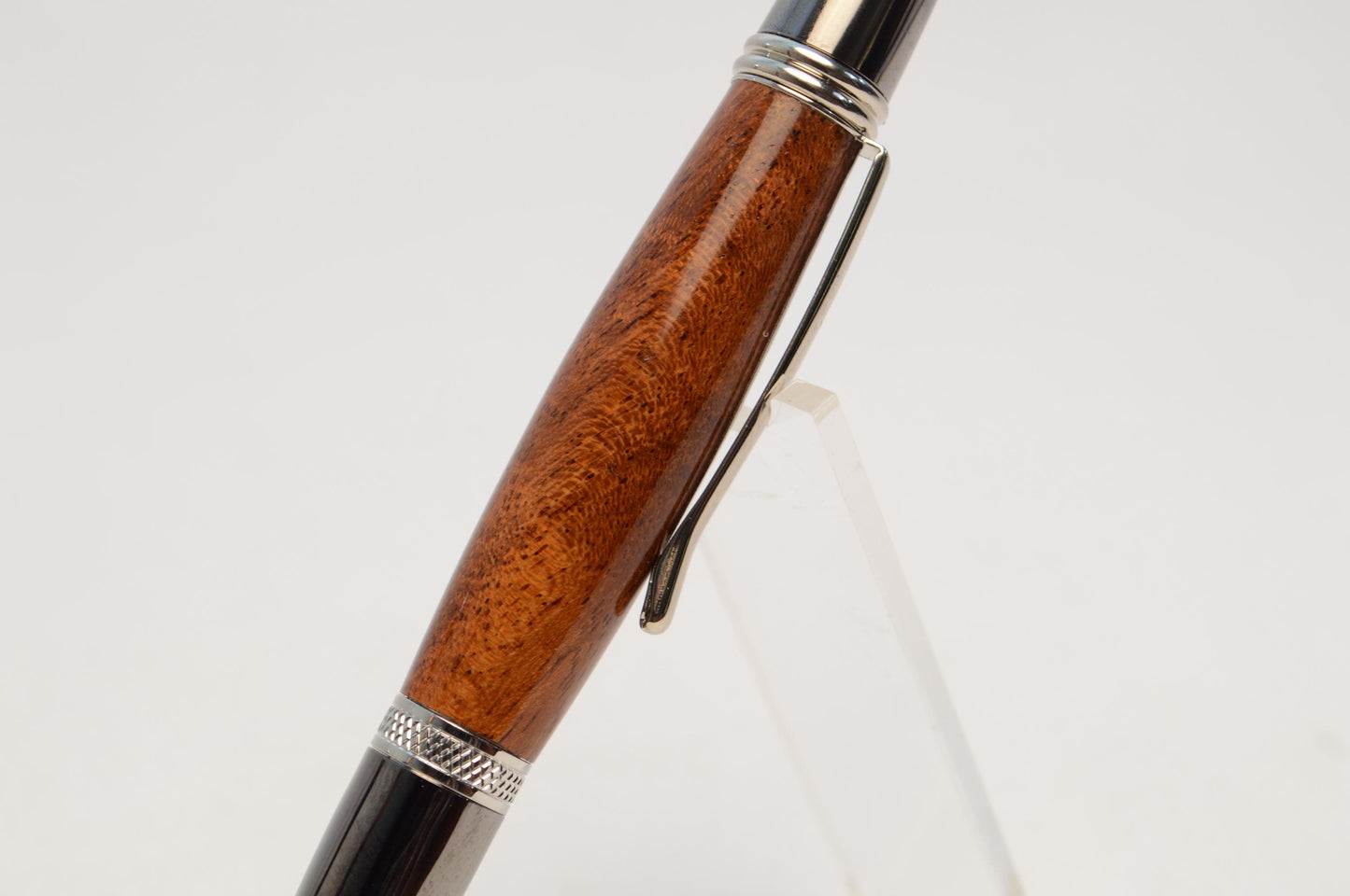 Elegant Handcrafted Black Mesquite Twist Pen in Chrome and Gunmetal Finish