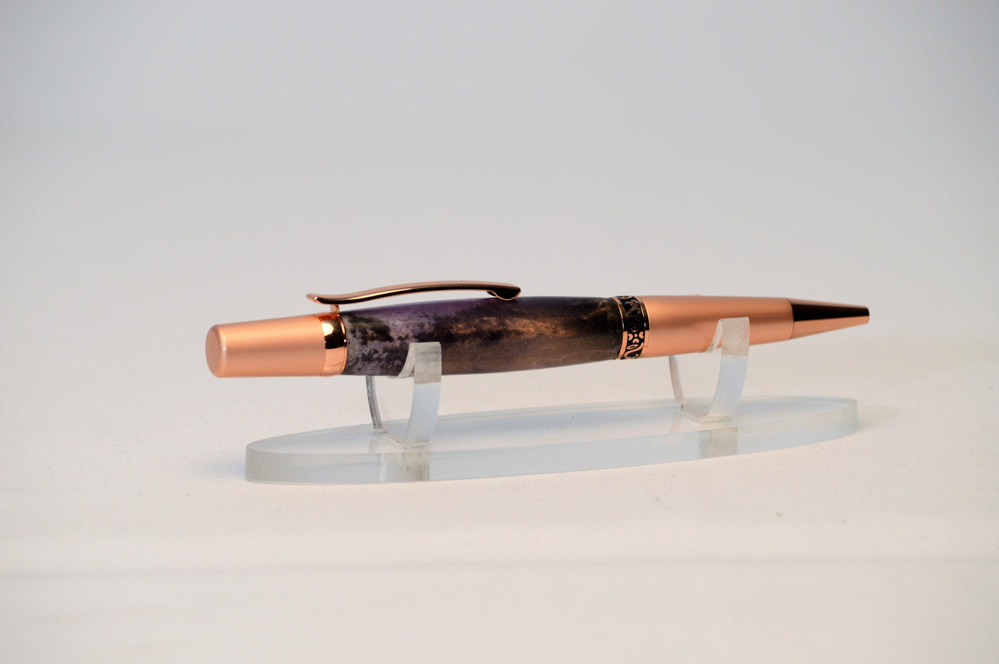 Elegant Twist Pen in Two Tone Copper with Handcrafted Multi Colored Acrylic Body.