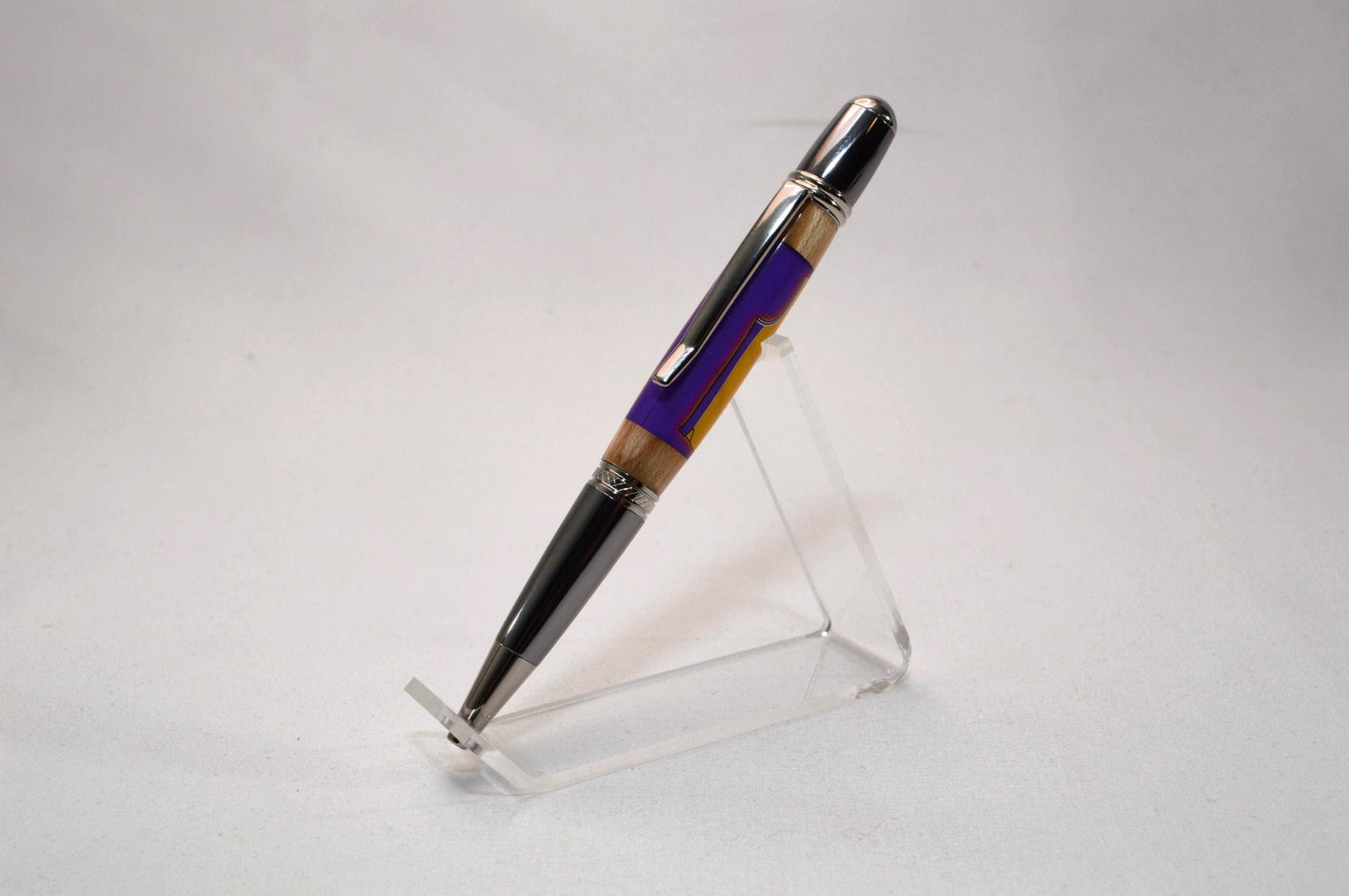 Handcrafted Pen Made With A Piece of A Game Used Basketball Used by Kobe Bryant and Wood From The LA Lakers' Forum Stadium Seat