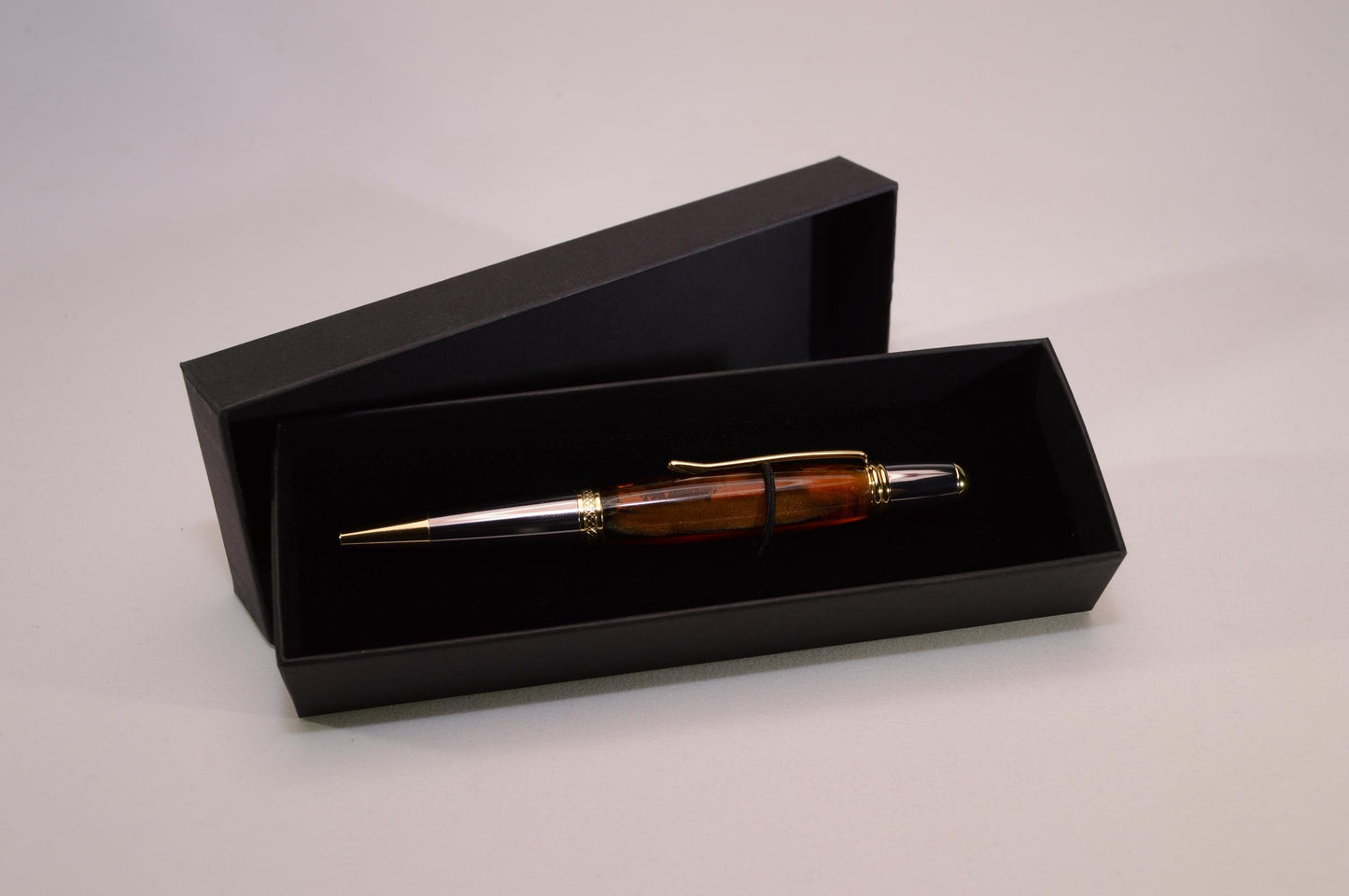 Elegant Handcrafted Twist Pen in Striking Gold and Brown Acrylic with Gold and Chrome Finish