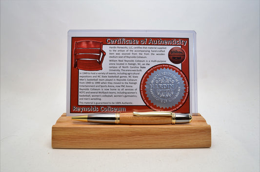 Handcrafted Pen Made From North Carolina State Reynolds Coliseum Wooden Stadium Seat
