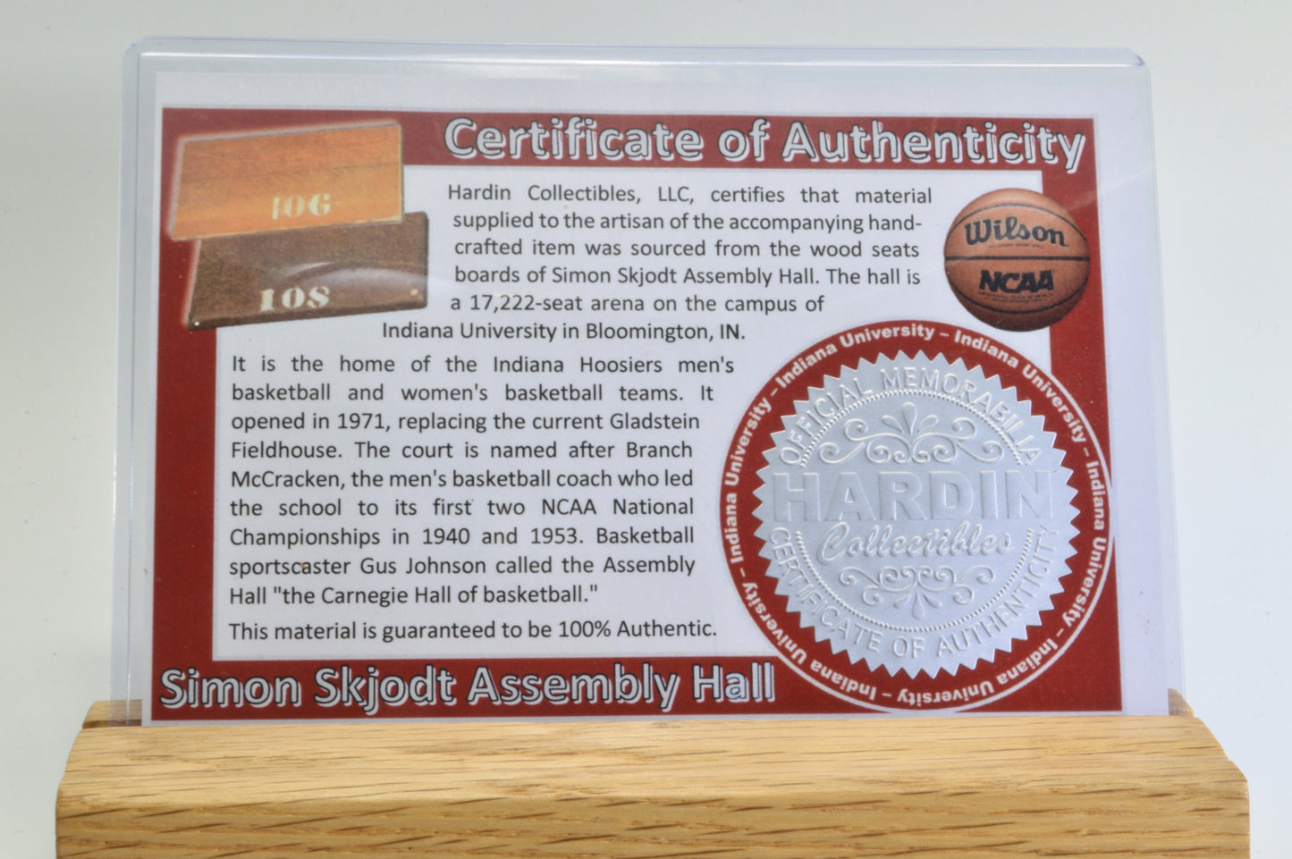 Indiana University Keepsake Pen Made From The Wooden Seats of Simon Skjodt Assembly Hall