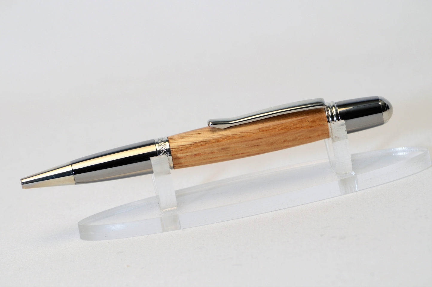 Handcrafted Long Wharf Boston Harbor Twist Pen in Platinum and Black Titanium Finish