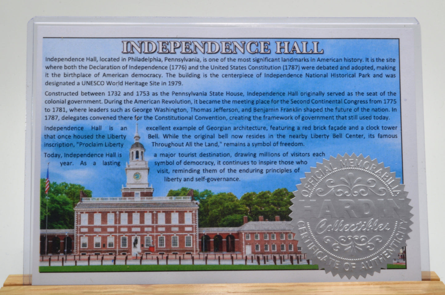 USA 250th Anniversary Label & Independence Hall Wood, Gold & Satin Chrome Finish Twist Pen
