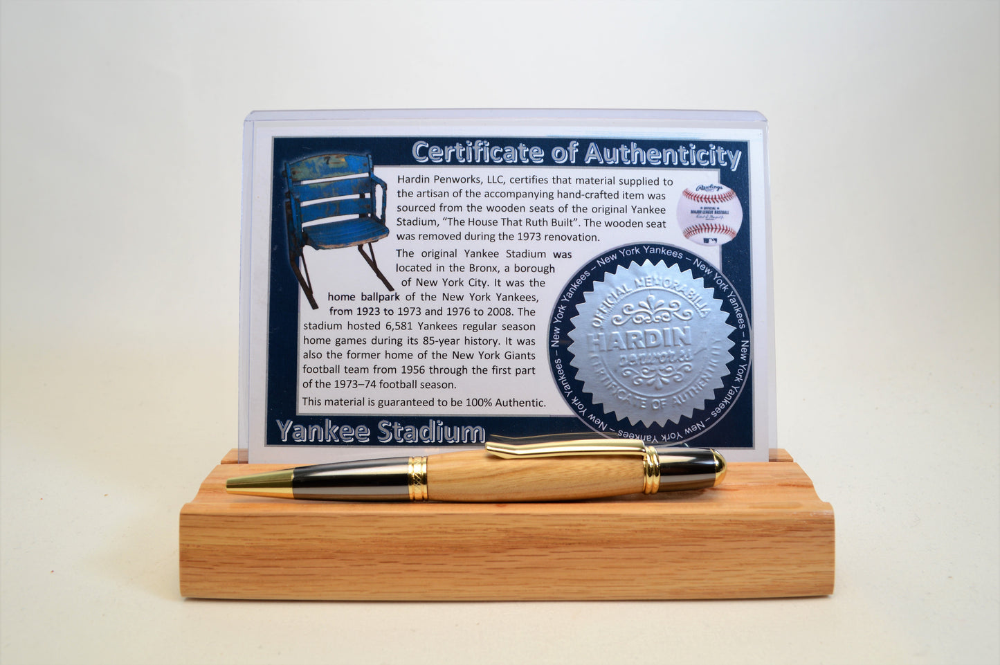 Twist Pen Made from Actual Yankee Stadium Wooden Stadium Seat