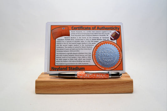 Handcrafted Pen Made from University of Tennessee Neyland Stadium Plastic Stadium Seats