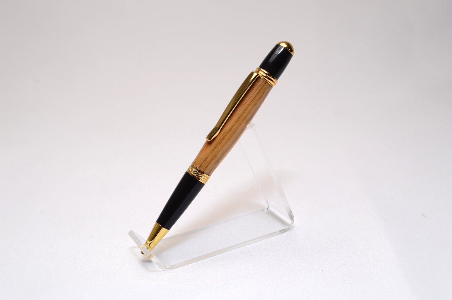 Handcrafted Whiskey Barrel Twist Pen in Gold and Black Finish