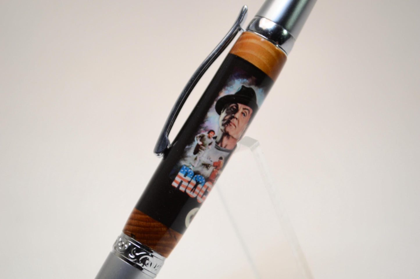 Handcrafted Twist Pen Made with Wood and Brick Sourced from MIcks Gym from the Movie Rocky