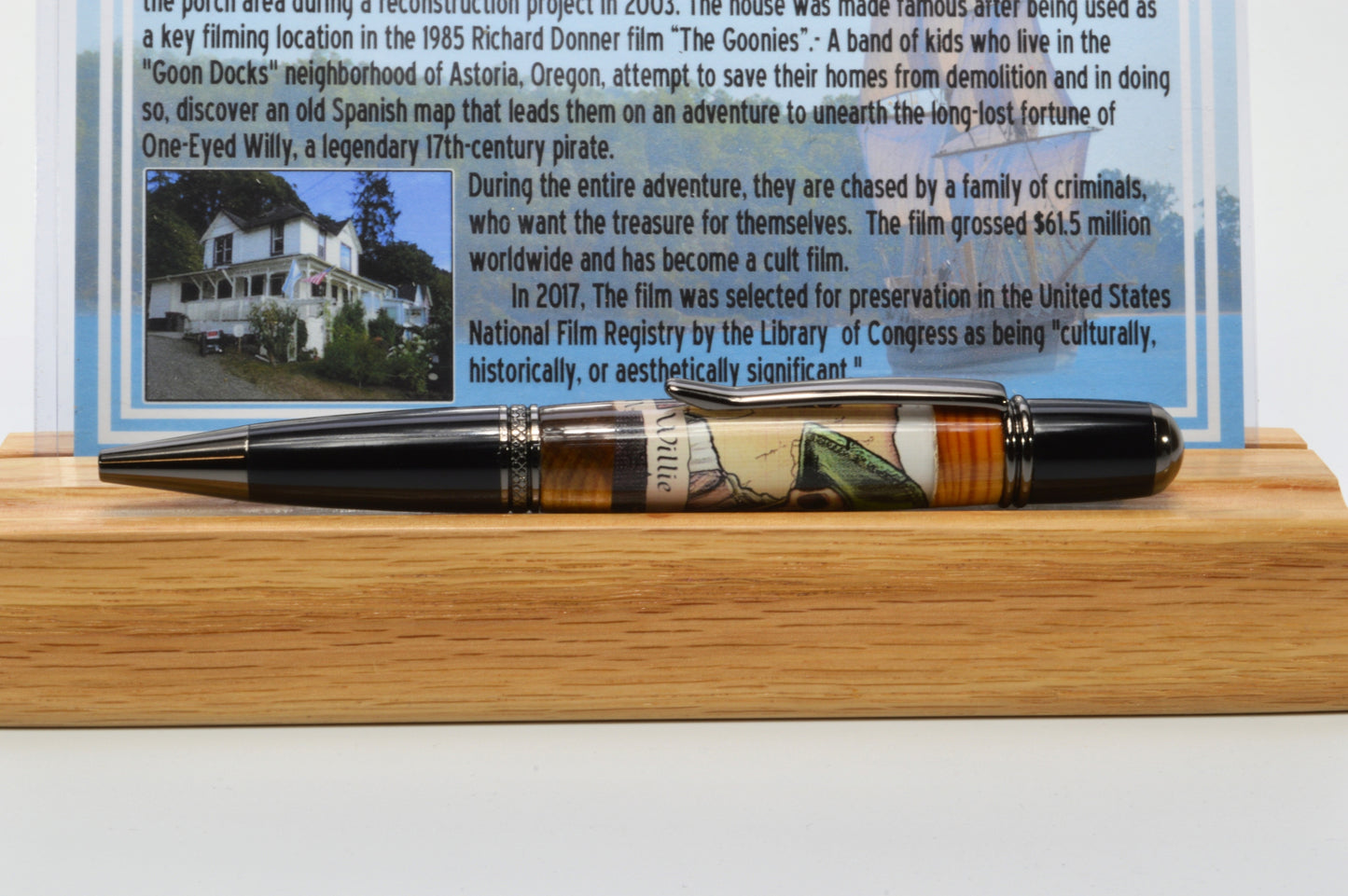 Twist Pen Made With Wood From The Goonies House in Astoria, Oregon