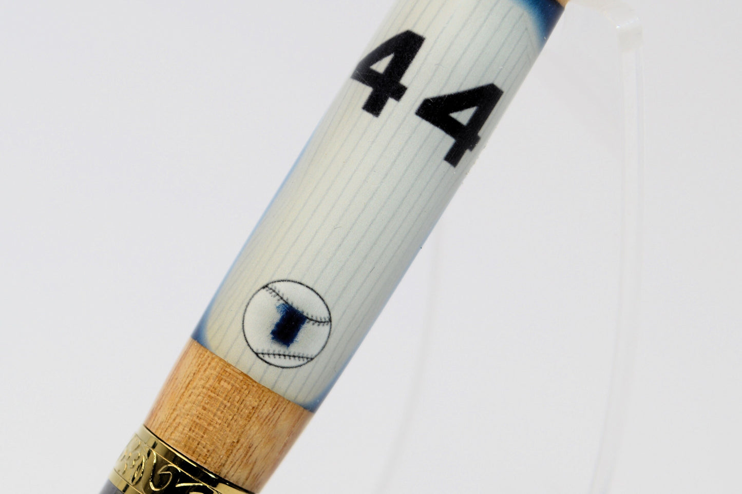 Handcrafted Pen Made With A Hank Aaron Game Used Jersey Swatch & Fulton County Stadium Seat Wood