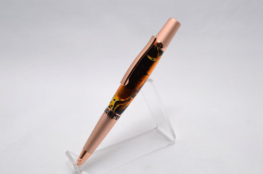 Custom Handcrafted Acrylic Twist Pen in Two Tone Copper