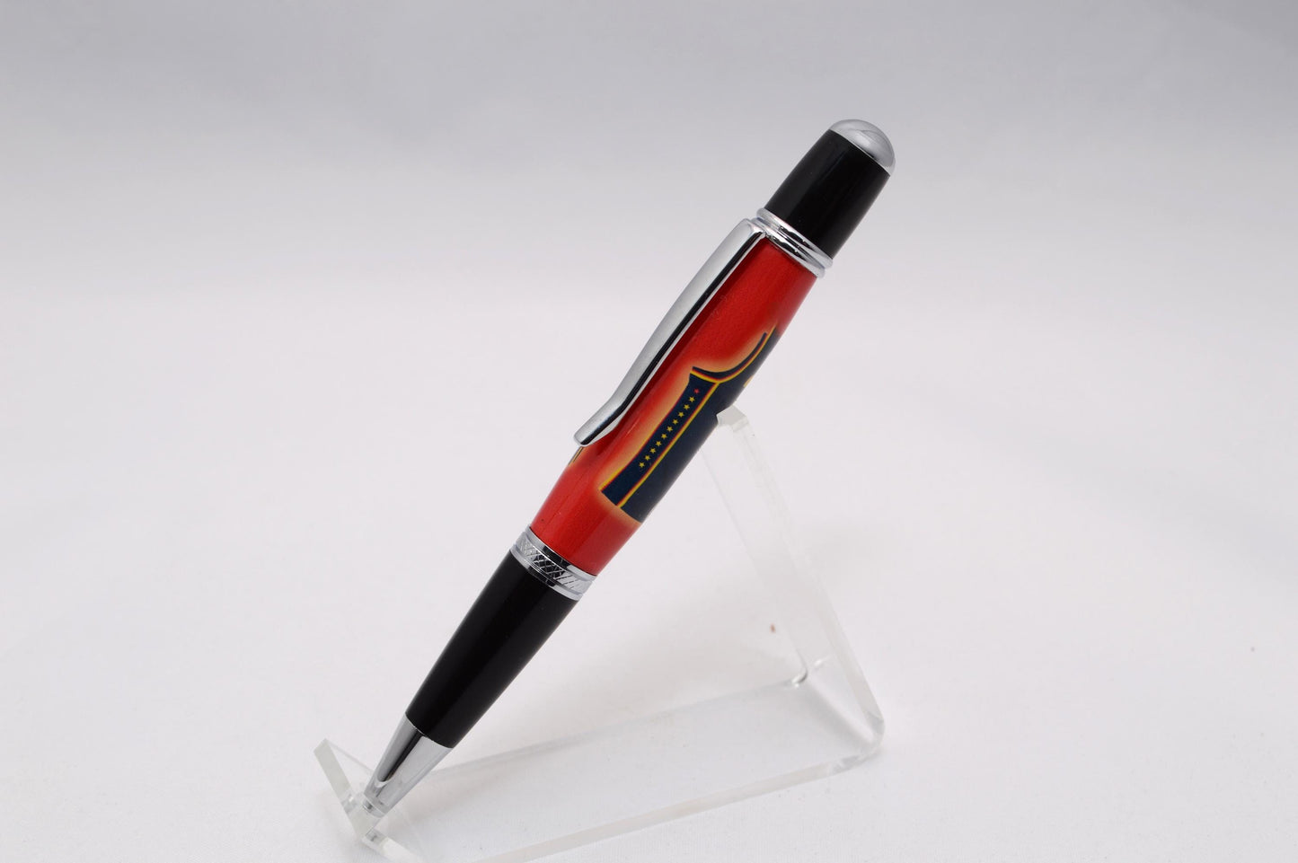 Handcrafted Unique Twist Pen Featuring a Small Swatch from Caitlin Clark Indiana Fever Game Worn Jersey, Cast in Acrylic