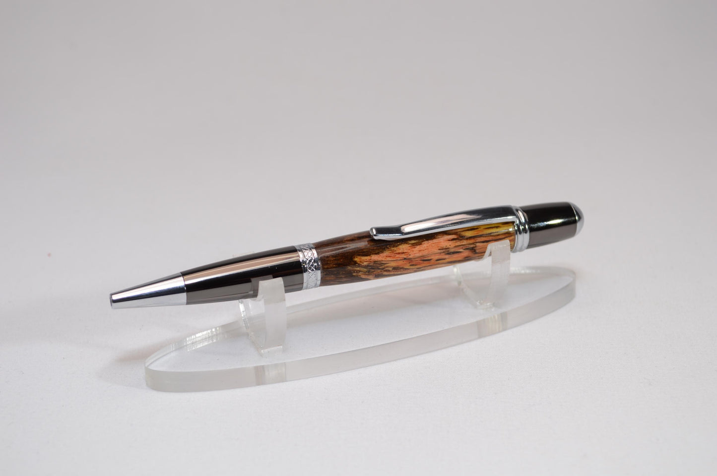 Handcrafted Dyed Spalted Oak Twist Pen with Chrome and Gunmetal Finish