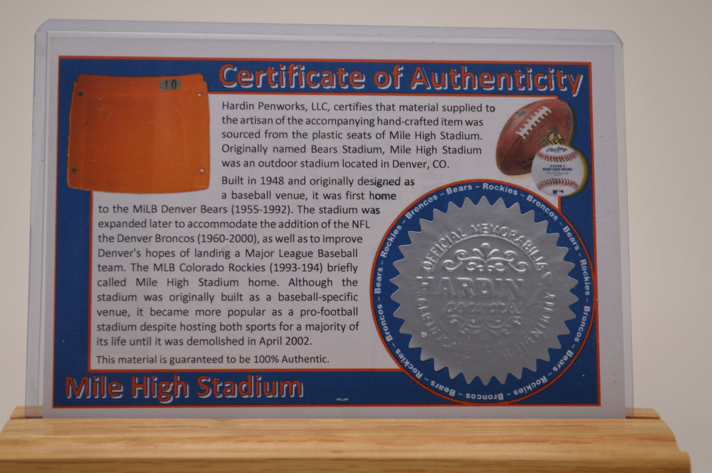 Handcrafted Pen Made From Denver Broncos Mile High Stadium Plastic Stadium Seat