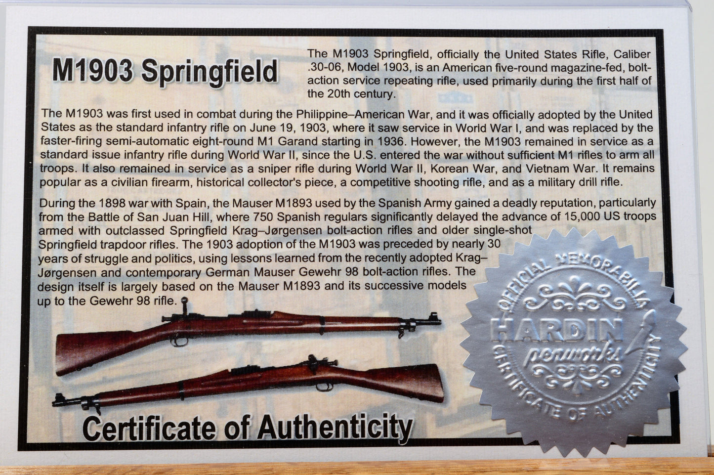 Handcrafted M1903 Springfield Rifle Stock Bolt Action Bullet Pen in Antique Brass Finish