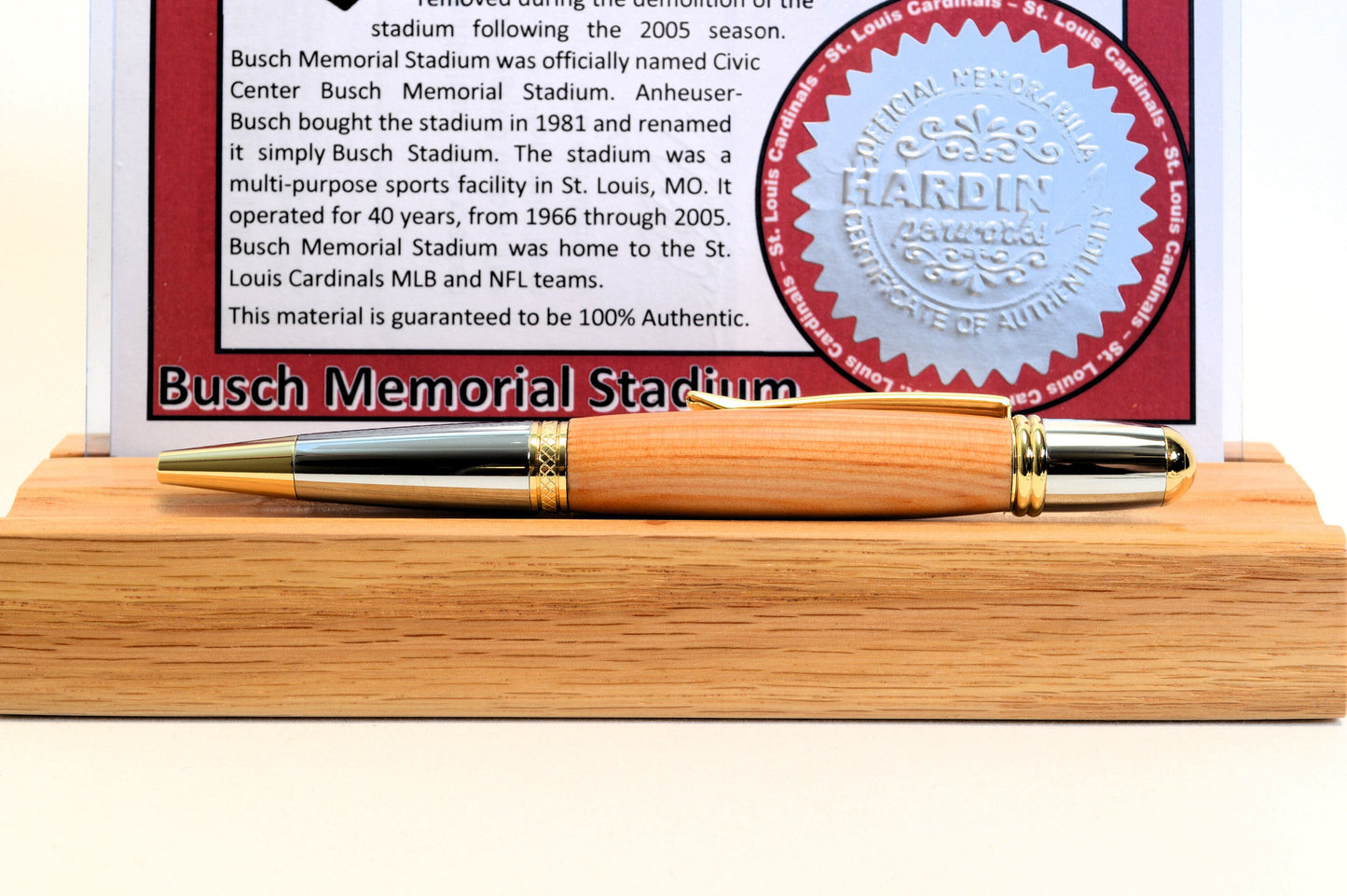 Handcrafted Pen Made From Saint Louis Cardinals Busch Memorial Stadium Wooden Dugout Bench
