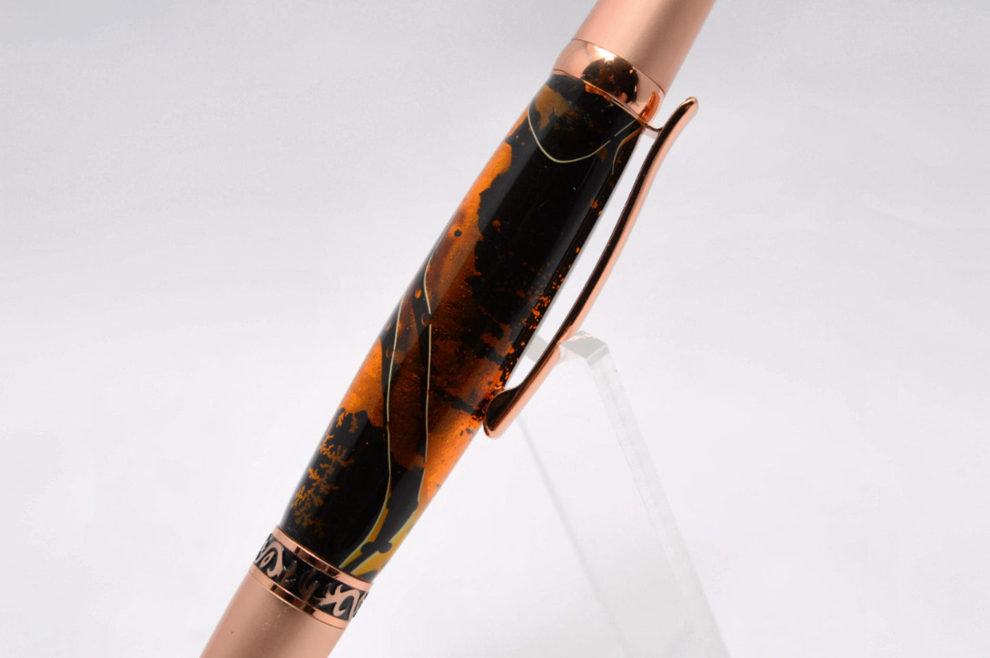 Custom Handcrafted Acrylic Twist Pen in Two Tone Copper