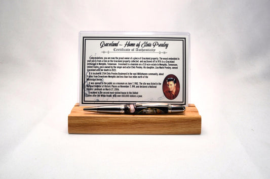 Handcrafted Pen Made with a Small Piece of Wood from a Tree on Elvis' Graceland Property