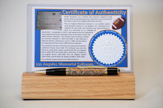 Handcrafted Pen Made From UCLA Los Angeles Coliseum Plastic Stadium Seats