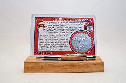 Handcrafted Pen Made From Philadelphia Eagles' and Phillies' Shibe Park Wooden Stadium Seat
