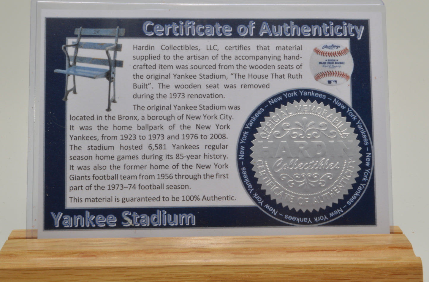 Rollerball Pen made with Wood from a Yankee Stadium Seat and a Babe Ruth Stamp Embedded in Acrylic