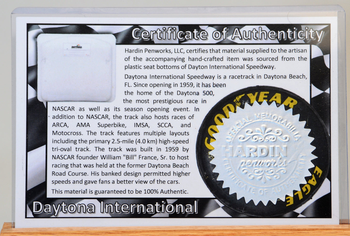 Handcrafted Pen Made From Daytona International Speedway Grandstand Seat
