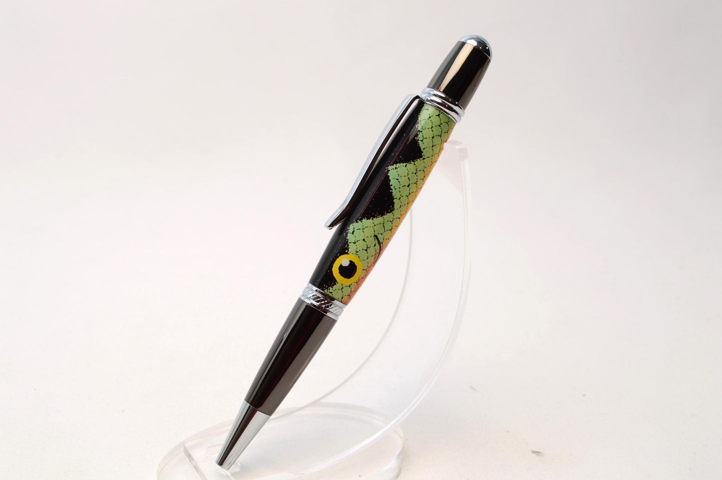 Handcrafted Fishing Lure Twist Pen in Gun Metal and Chrome Finish - Unique Fisherman Gift