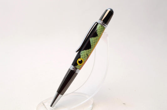 Handcrafted Fishing Lure Twist Pen in Gun Metal and Chrome Finish - Unique Fisherman Gift