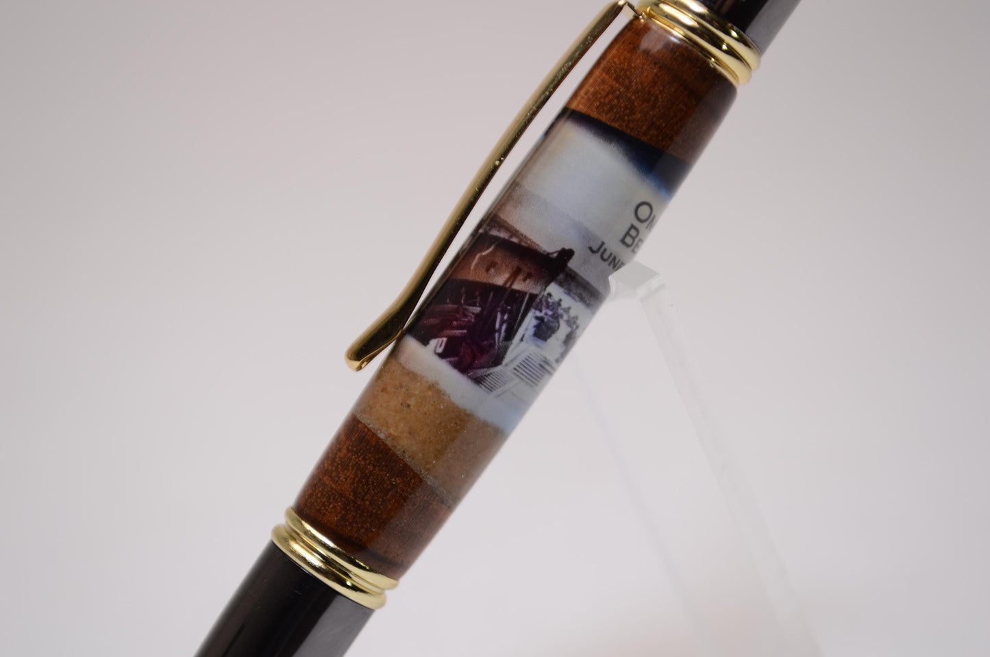 Handcrafted M1 Garand Wood and Omaha Beach Sand Elegant Twist Pen