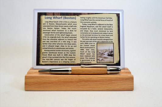 Handcrafted Long Wharf Boston Harbor Twist Pen in Platinum and Black Titanium Finish
