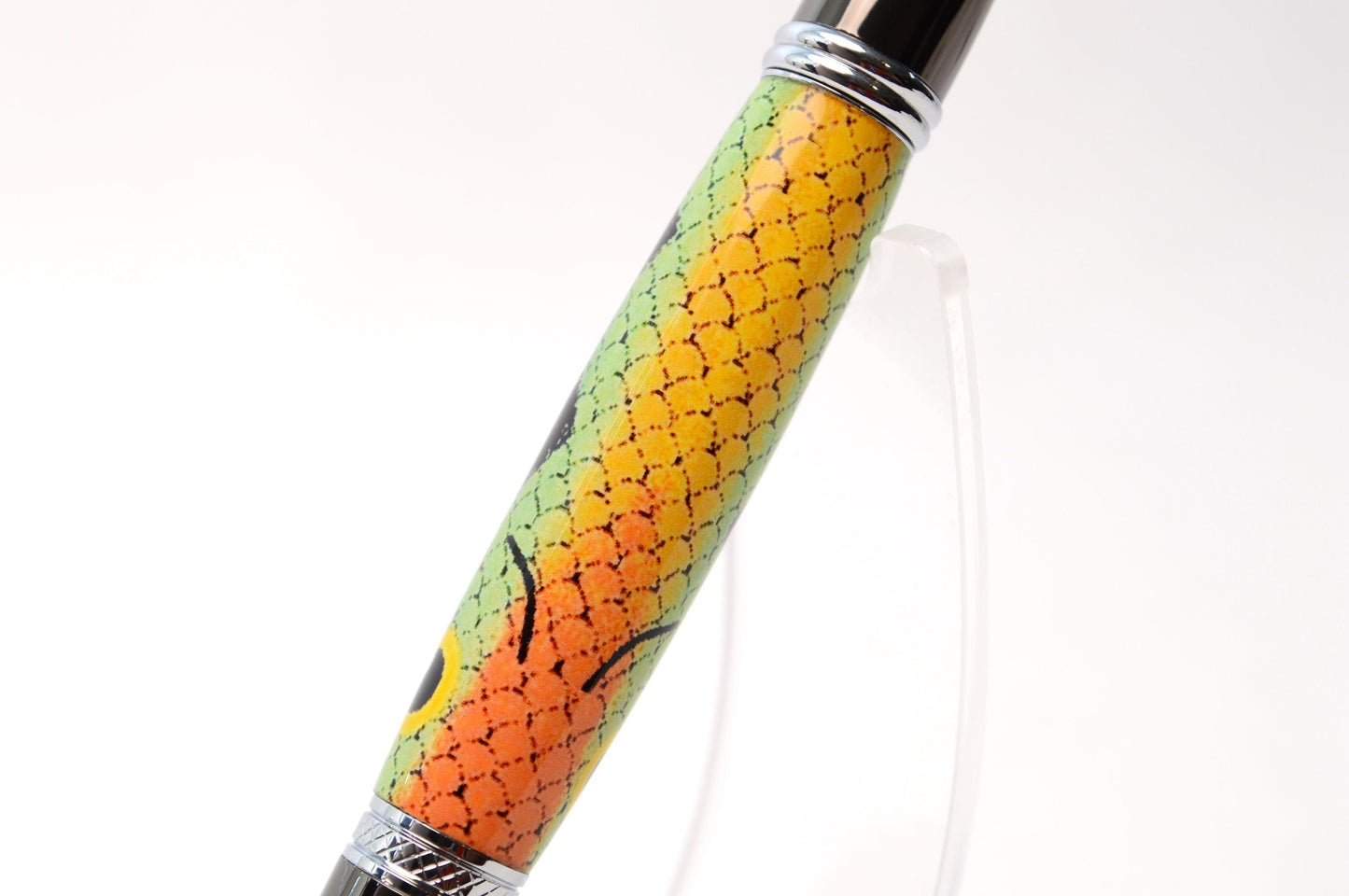 Handcrafted Fishing Lure Twist Pen in Gun Metal and Chrome Finish - Unique Fisherman Gift