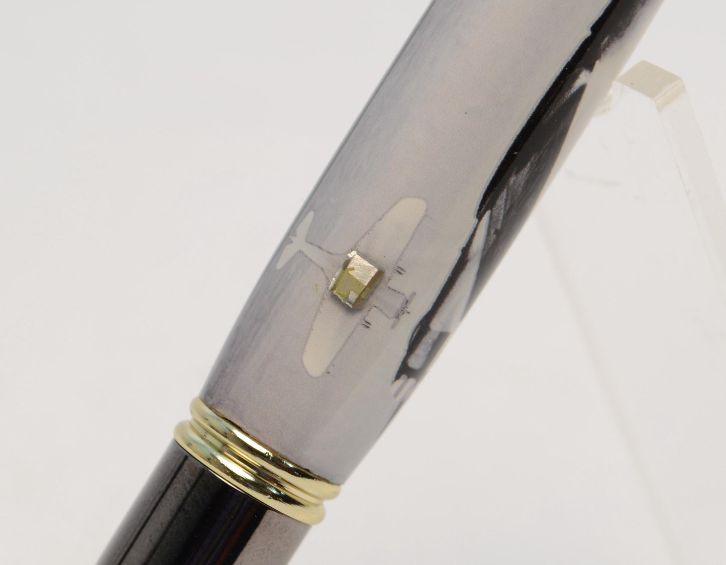 Handcrafted Pen Made With A Small Piece of P40 Warhawk Aluminum Skin Cast in Acrylic