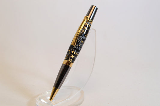 Unique Circuit Board Acrylic Twist Pen - Gold Titanium and Black Titanium Finish, Elegant Design