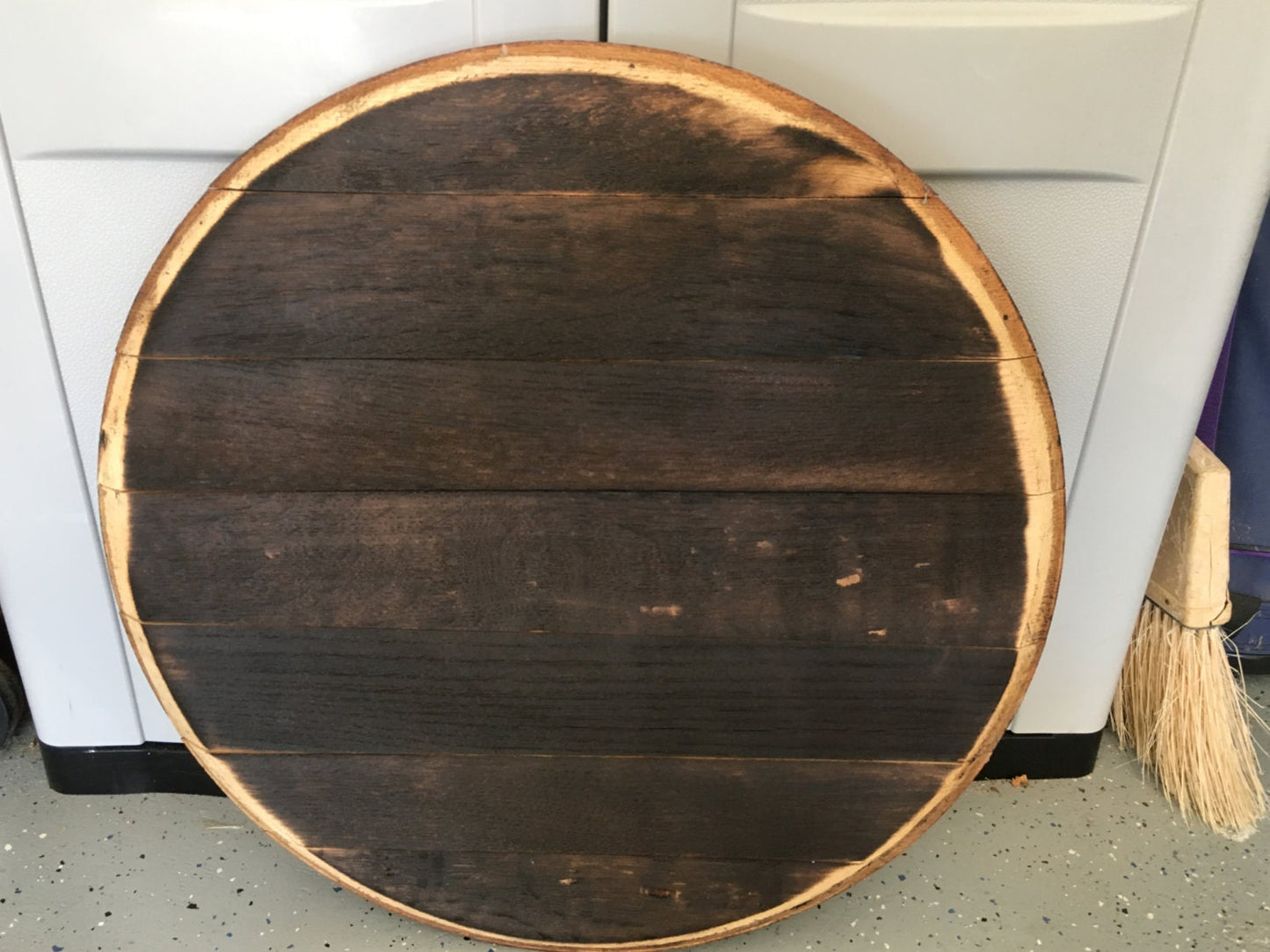 Whiskey Barrel Head From A Used Oak Whiskey Barrel