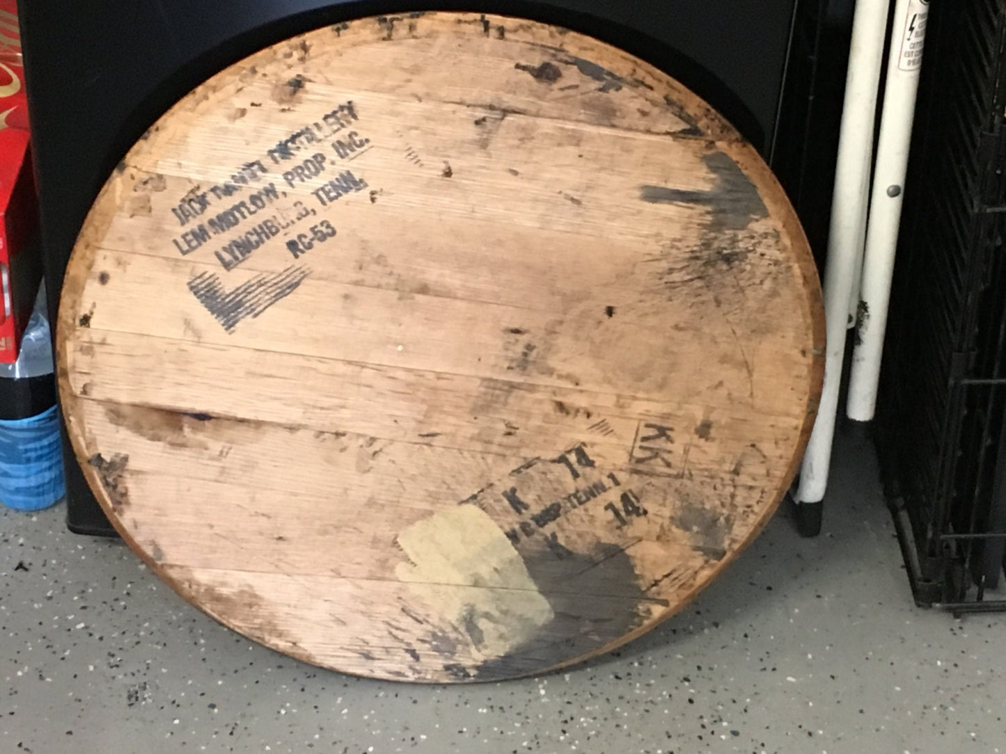 Whiskey Barrel Head From A Used Oak Whiskey Barrel